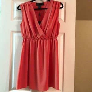 Coral Wrap Front Sleeveless Dress NWT